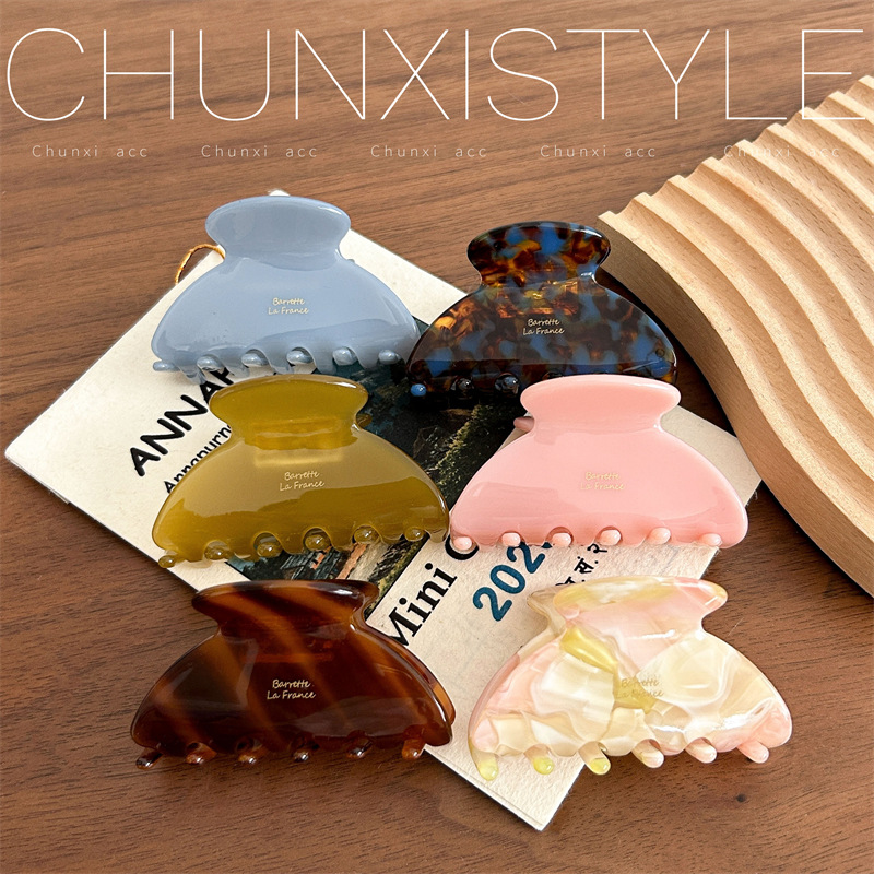Korean elegant acetate medium-sized claw clip women's simple half-claw back head updo hair clip High-end shark clip headwear details Picture