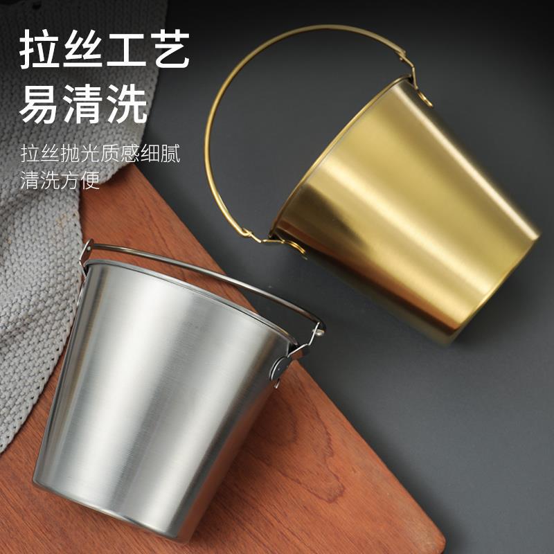304 stainless steel creative handle bucket, ice bucket, snack bucket, French fries, fried chicken bucket, food bucket, fried seafood handle bucket Application Scenario