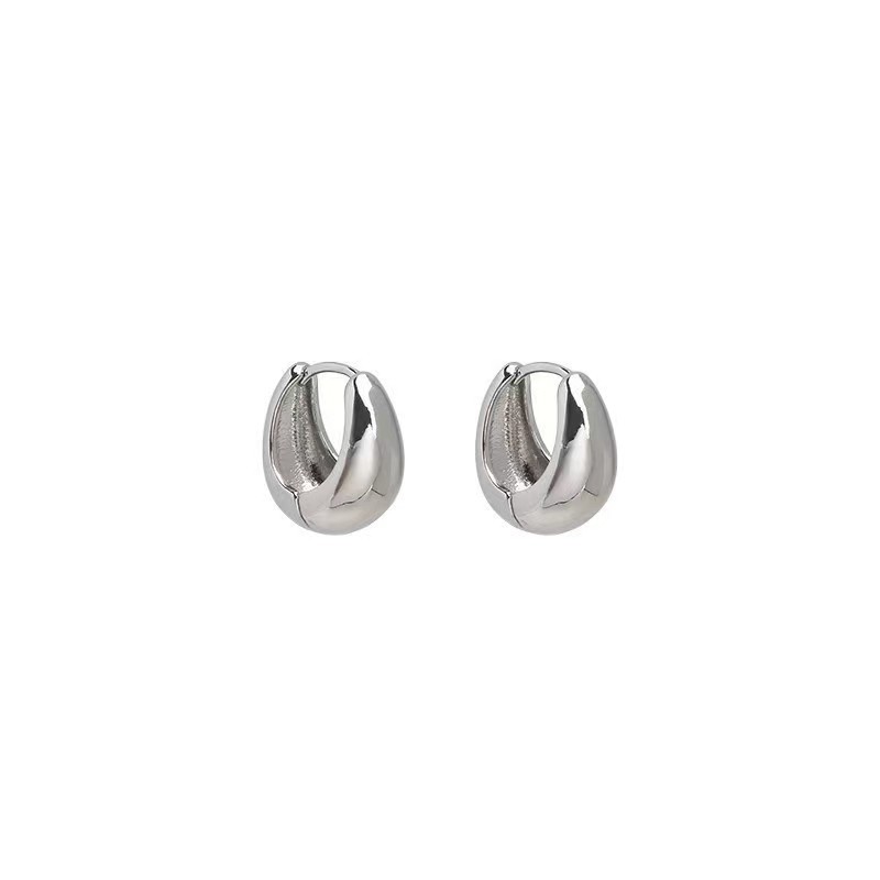 A niche, high-end, simple, smooth, plain ring ear stud for women's Spring/Summer 2025 new fashionable and versatile ear stud with a cold style Item Picture