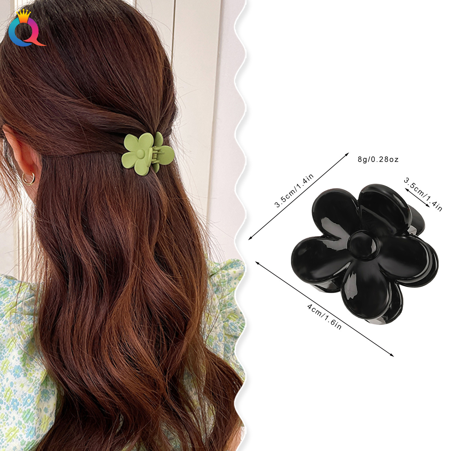 Qiyue Cross-border matte Hair Clip, five-petal flower small scratch-off clip, high-end bangs side clip, dopamine hair accessory wholesale details Picture