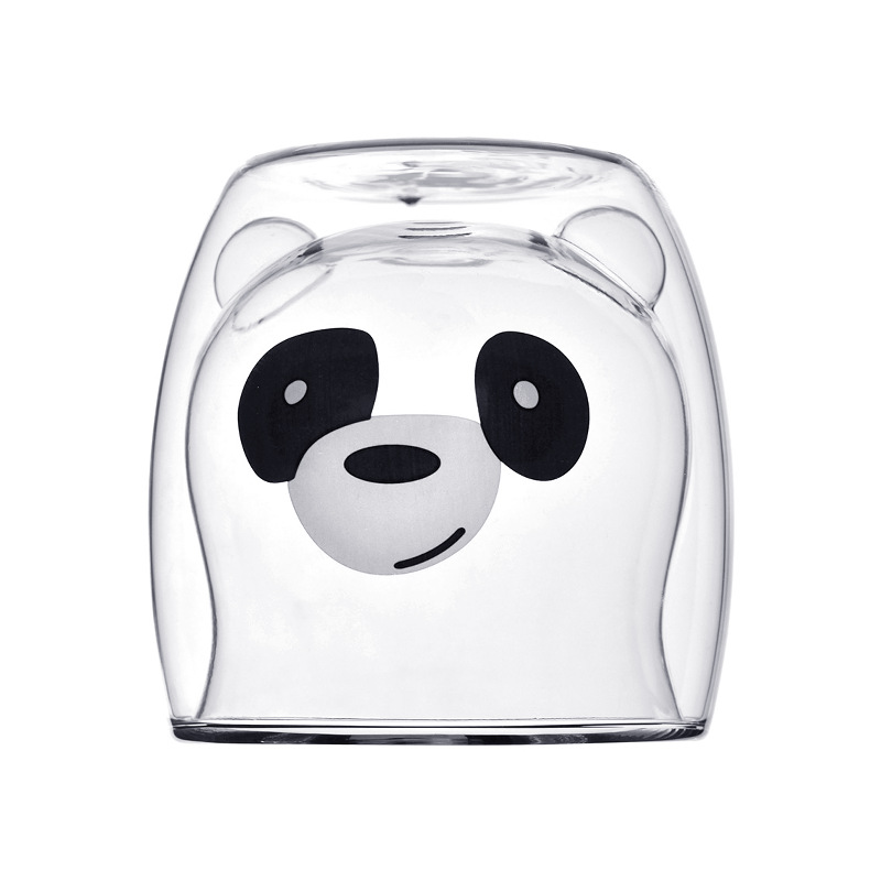 The glass cup is a popular and creative cute bear cup. It is a household high borosilicate glass double-layer heat-insulating cartoon coffee and milk cup Item Picture