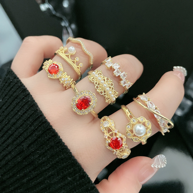Retro court-style lace-trimmed, elegant open ring, new Chinese-style luxurious and fashionable ring accessory trend details Picture