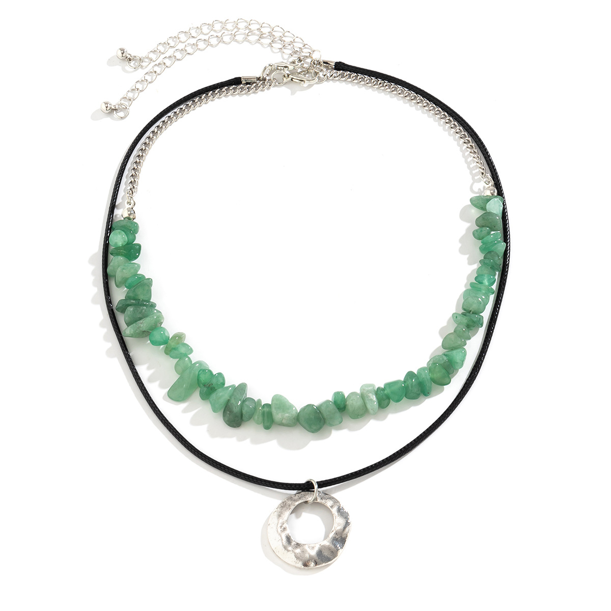 European and American cross-border jewelry beaded choker retro women's versatile necklace, simple alloy wax thread round collarbone chain Item Picture