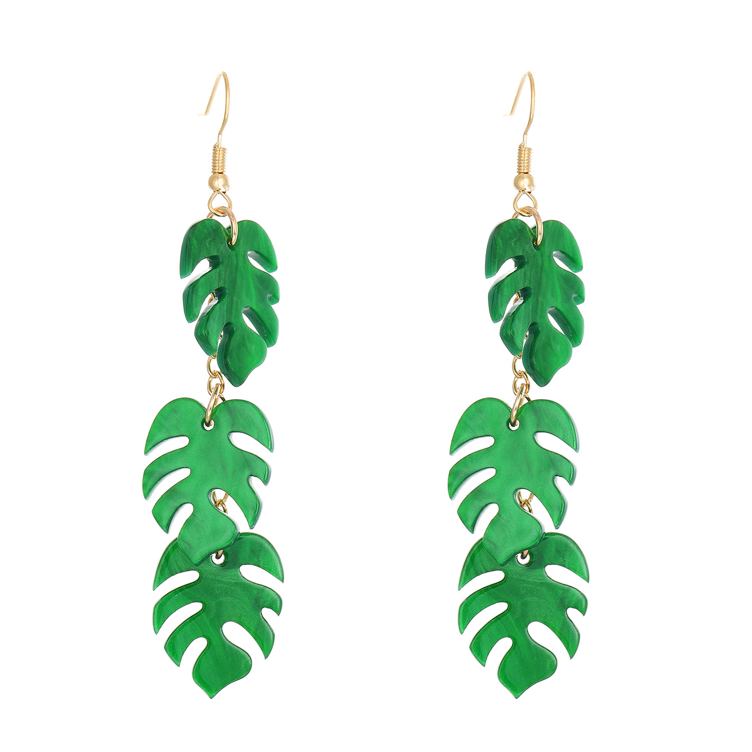 European and American InS-style acrylic maple leaf earrings, retro fashion and creative long leaf earrings, cross-border tassel earrings Item Picture