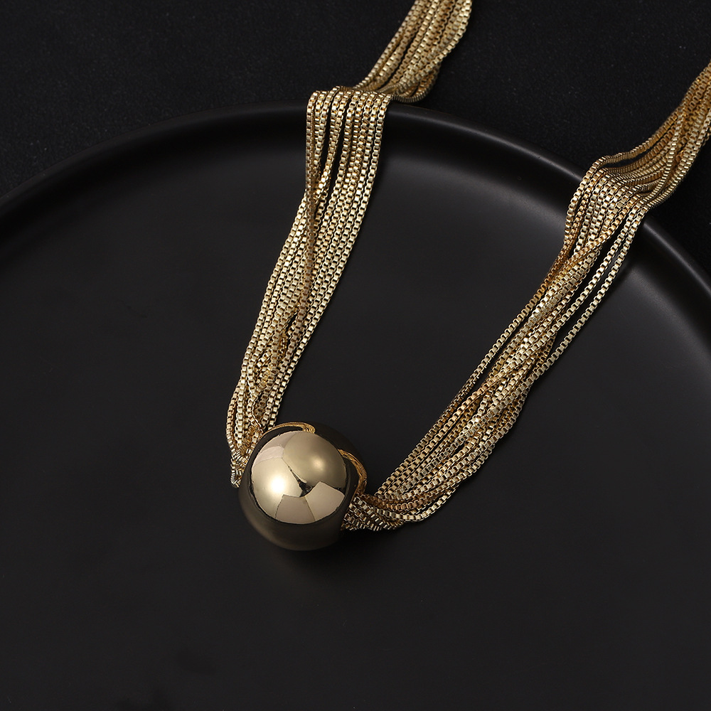 Cross-border European and American collarbone chain punk hip-hop multi-layer chain necklace, exaggerated layering, elegant, light luxury, individual, round neck details Picture