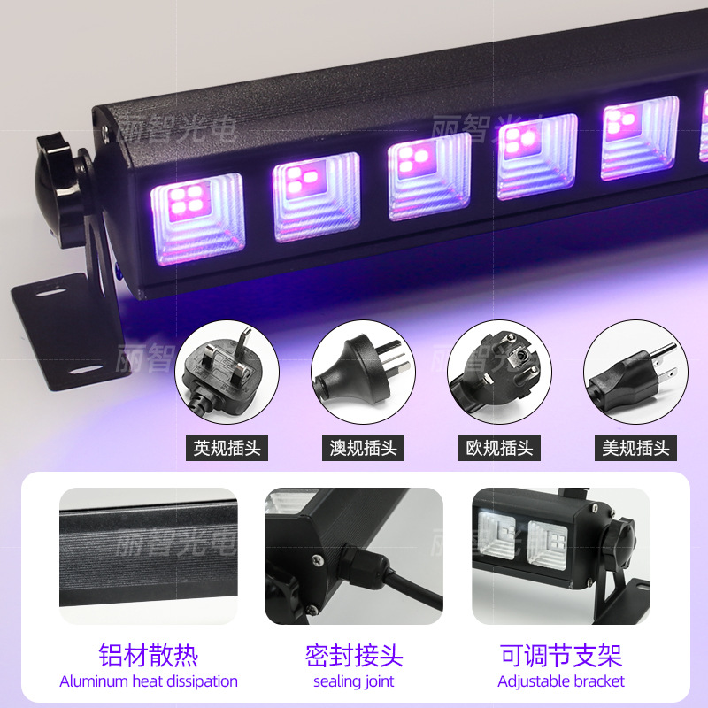Cross-border LED wall-washing lights, UV ultraviolet light lines, haunted house atmosphere decoration, Halloween Christmas long strip led line lights Specification drawing