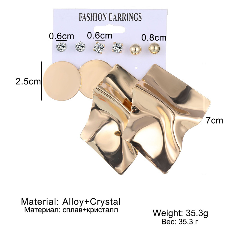 Wholesale of 6-piece sets of cross-border accessories, European and American earrings, geometric metal acrylic sheet tassel stud earrings, and decorative items Item Picture