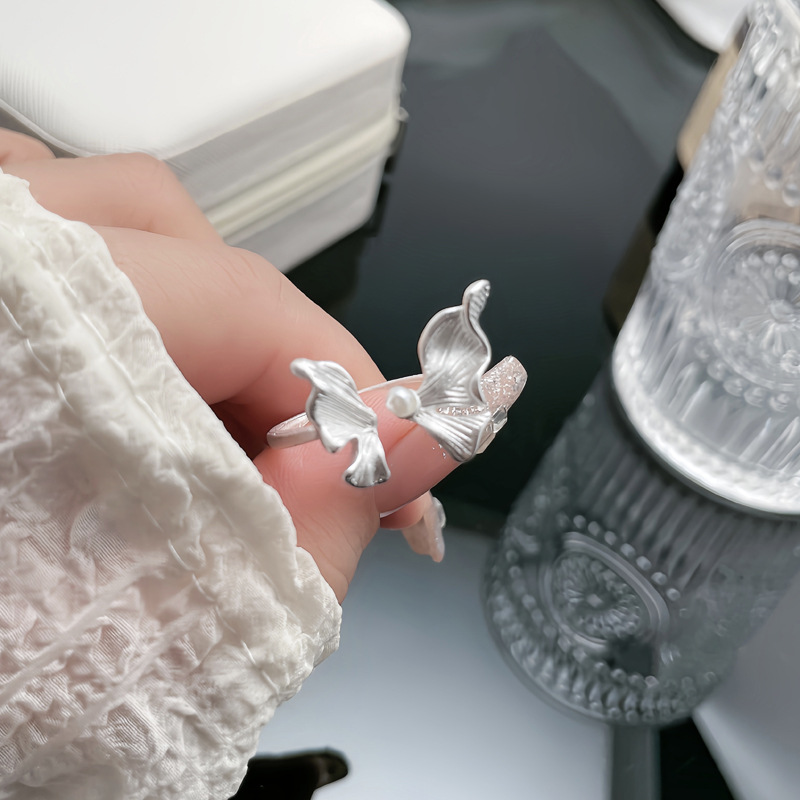 New Chinese-style niche pleated butterfly opening ring for women's ins, a high-end, sweet, cool, fashionable, exquisite and simple index finger ring details Picture