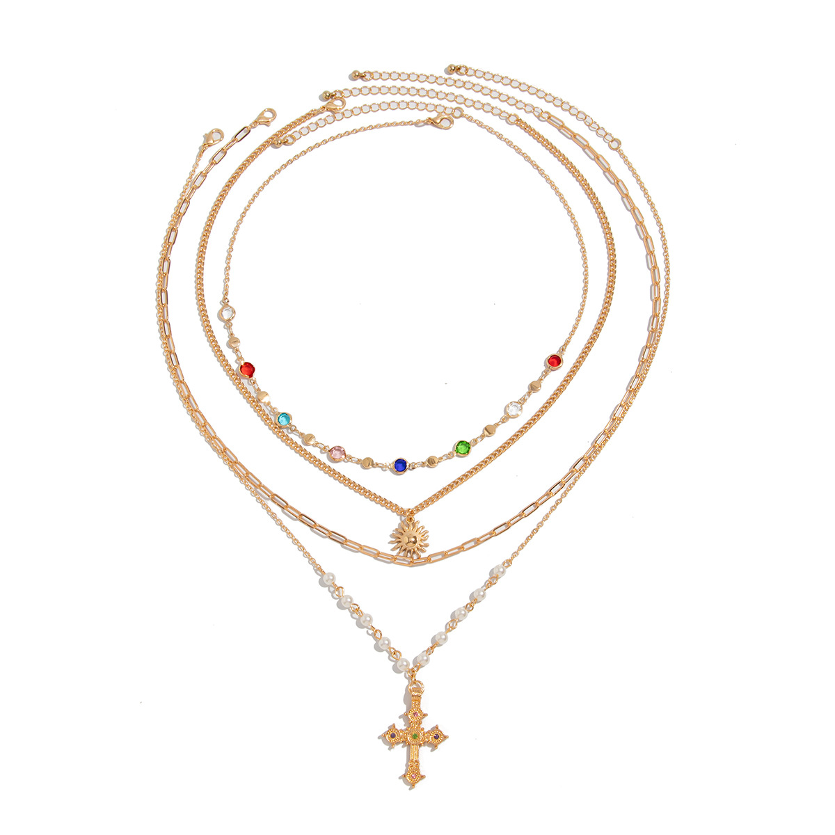 A 4-piece set of simple cross-border jewelry for both men and women, featuring a cross crystal chain and a special secret chain necklace Item Picture