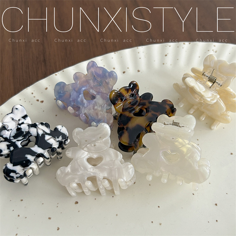Japanese and Korean cartoon girl, little bear, cute hair clip at the back of the head, ladies' hair accessory, bangs, broken hair clip, summer mini clip Specification drawing