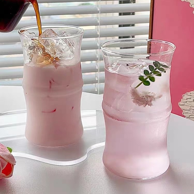 Household high borosilicate transparent glass, single-layer glass for women, milk, simple beverages, coffee, restaurant drinking cups Specification drawing