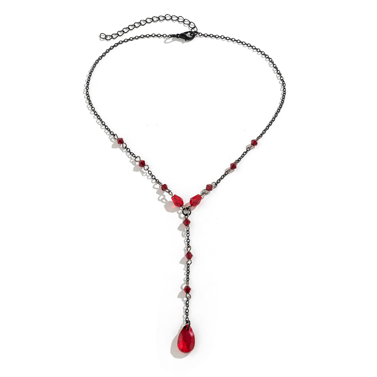 European and American cross-border jewelry, retro Gothic blood drop tassel choker, simulated blood drop metal blood color collar Item Picture