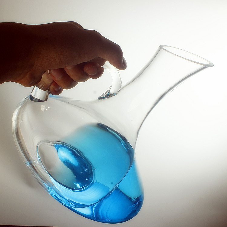 Blown crystal glass decanter, slanted pouring device with handle, red wine dispenser set, factory direct sales details Picture
