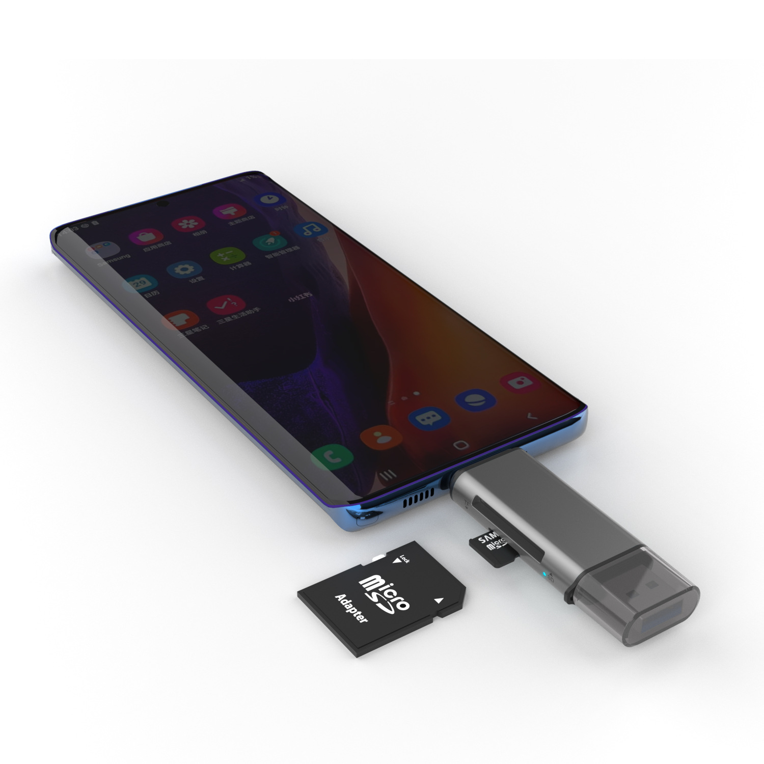 Dual-connector usb2.0 high-speed sd card reader for computers, compatible with memory tf card reader for iPhone 16 Application Scenario