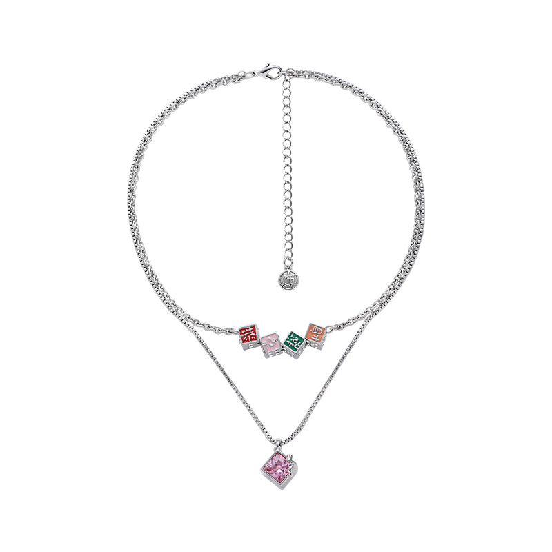 The new winter collection, "Congratulations and Prosperity" dice necklace, women's layered wear, high-end retro sweater chain, and exquisite Chinese-style necklaces are trendy Item Picture