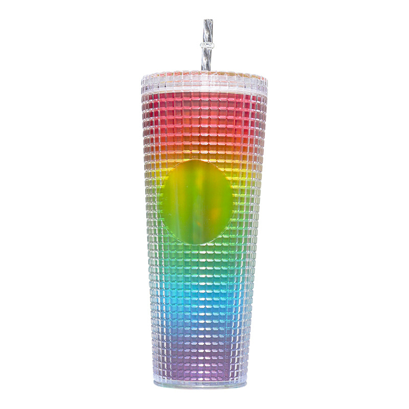 Wholesale of new cross-border fashionable corn cups, portable double-layer multi-color sports water cups, 710ml large-capacity water cups Item Picture