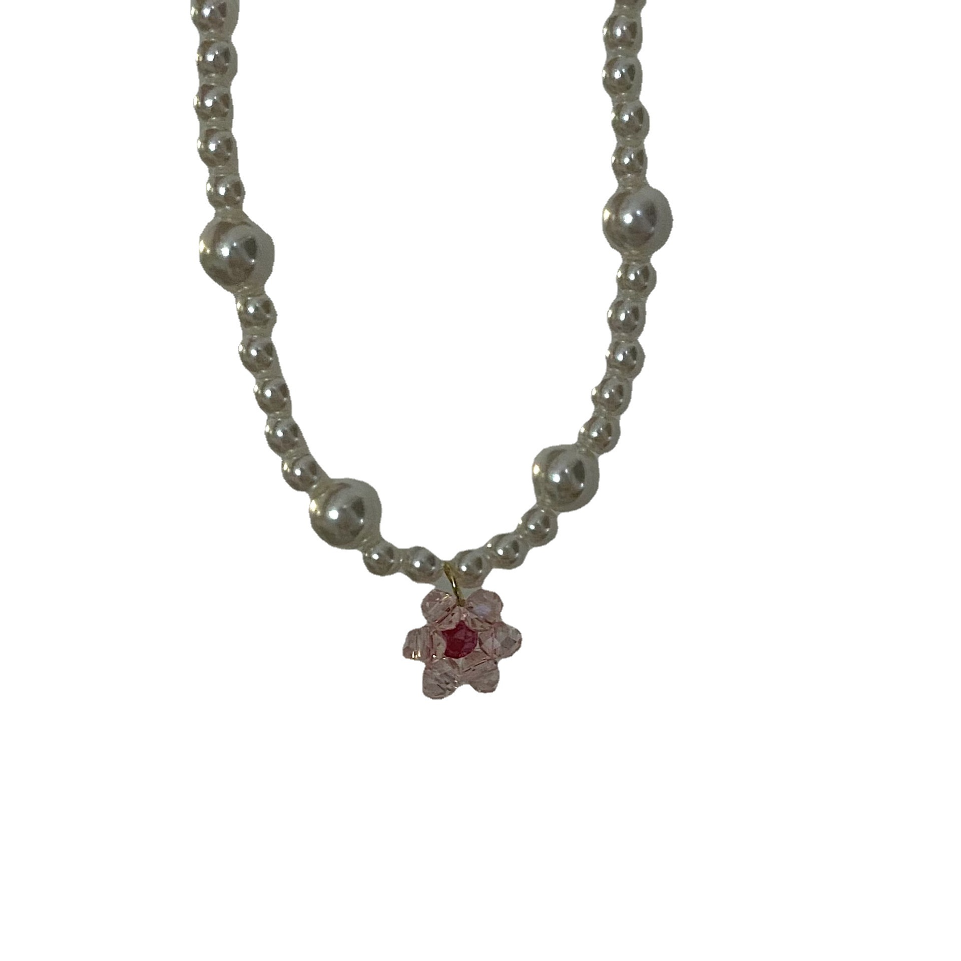 French crystal flower pearl necklace for women, 2023 new style versatile collarbone chain, niche accessory necklace Item Picture