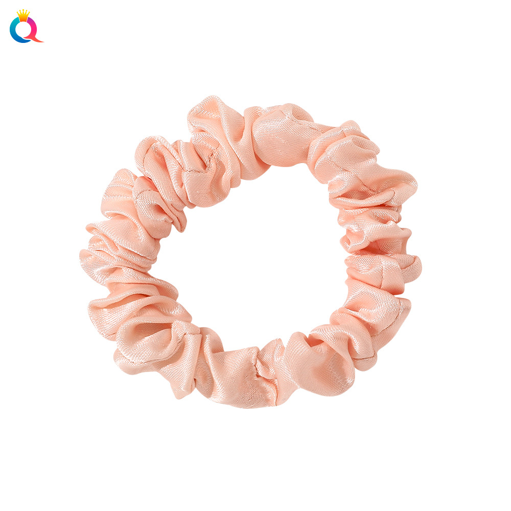 Qiyue Korean-style silk Large intestine Hair Band, fresh and solid color, fine hair rope color, Ding Tie ponytail bun hair band for women wholesale Item Picture