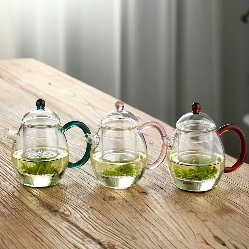Glass teapot, dragon egg teapot, mini small single teapot, single-person high borosilicate teapot, transparent Gongfu tea set details Picture