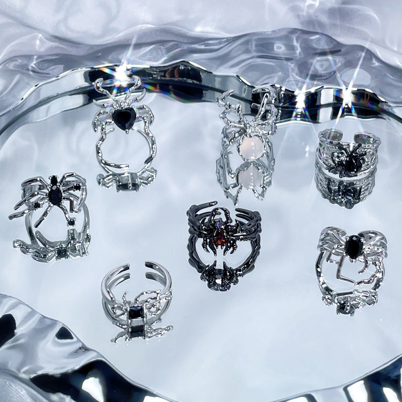 European and American punk irregular spider opening ring, neutral style, hot girl fashion, hip-hop personality index finger ring accessory trend full figure
