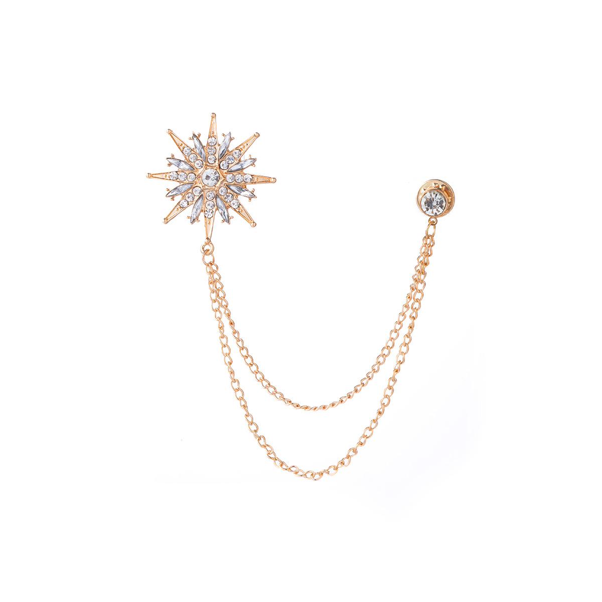 European and American style star chain diamond-encrusted brooch, light luxury high-end brooch accessory, fashionable, individual and versatile decoration Item Picture