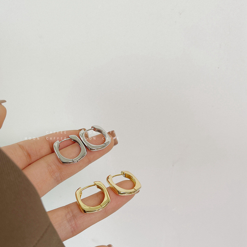 2025 High-end and elegant zircon ear rims and earrings, women's twisted teardrop square trendy and niche design, ear studs and ear buckles details Picture