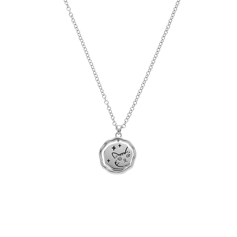 Cute cat-flip necklace, sweet and cool design, niche winter women's sweater chain, high-end and exquisite wholesale necklace Item Picture