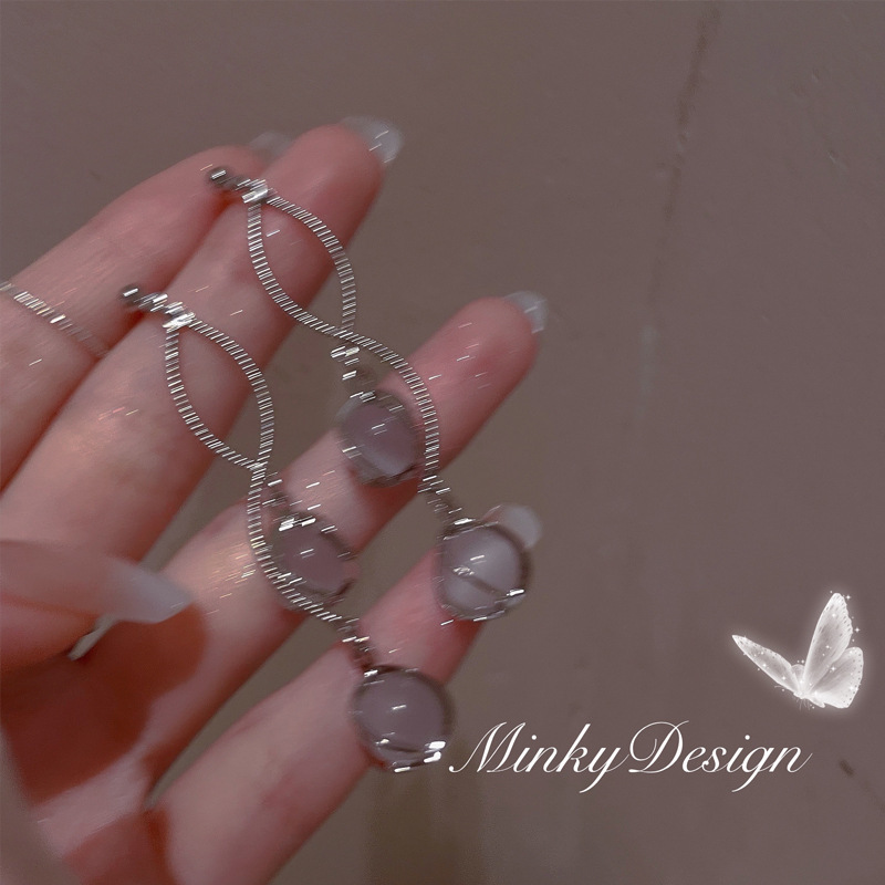 S925 Silver needle, with a niche design sense, elegant and versatile style, star River tassel stud earrings, simple, light luxury and fashionable earrings and earrings for women Specification drawing