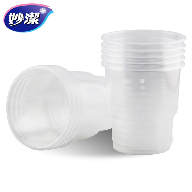 Miaojie plastic cup, transparent disposable cup, aviation cup, not easy to tip over, 206ml, 50 pieces details Picture