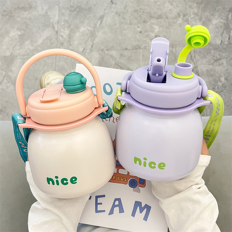 Original and personalized stainless steel insulated cup, high appearance level, large-capacity water cup for girls, student insulated cup, double-drinking portable Specification drawing