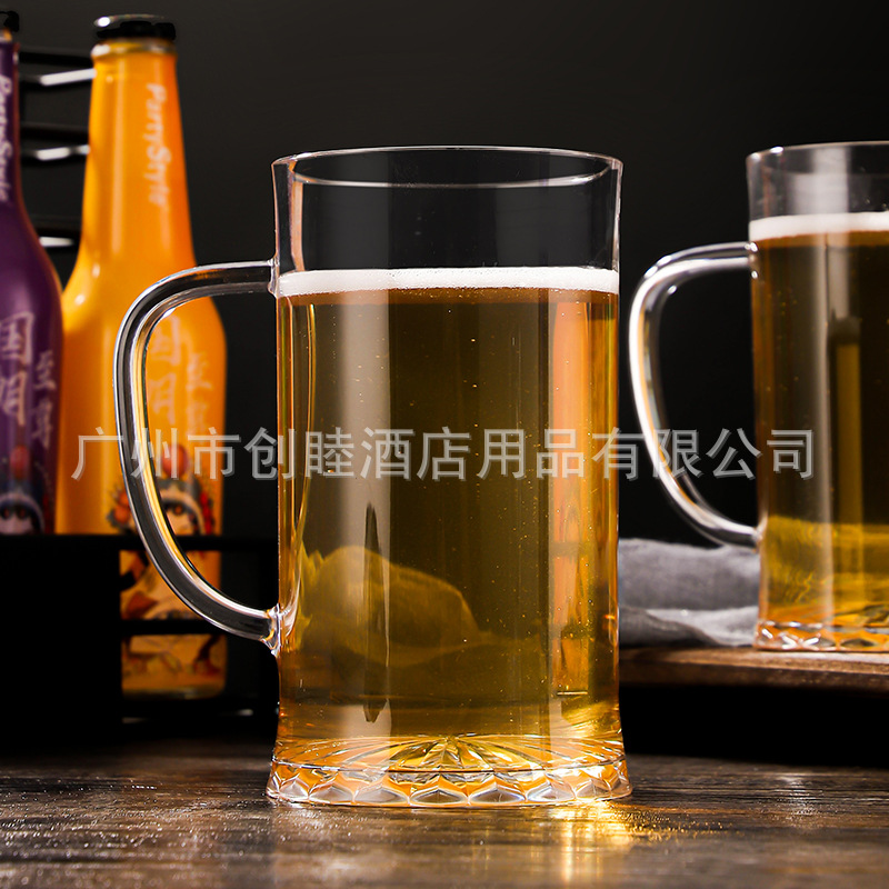 Acrylic PC plastic beer cups, transparent beer mugs with handles, large-capacity draft beer cups, wide-mouthed pint cups Application Scenario