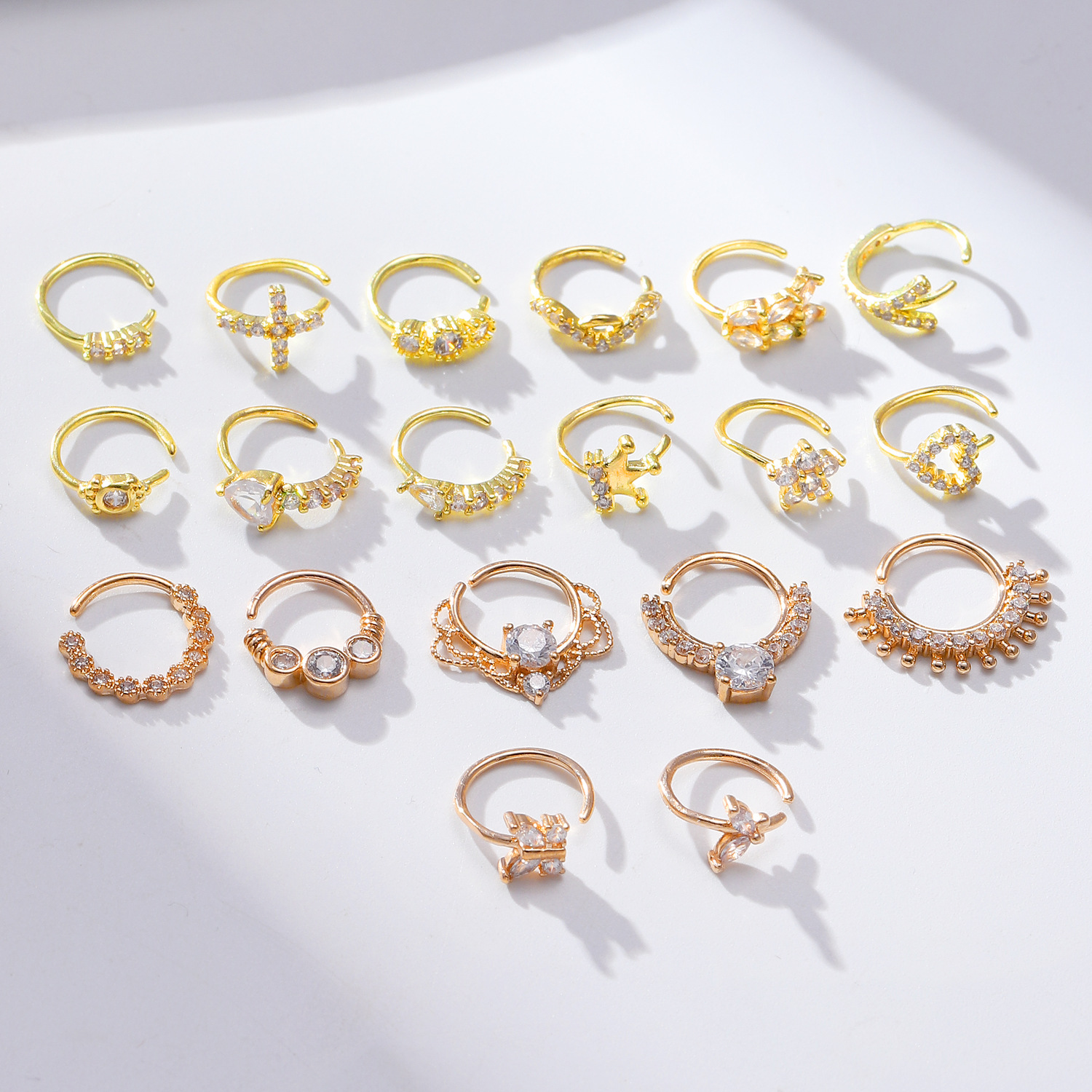 Wholesale of cross-border new diamond-encrusted butterfly-shaped heart-shaped nose rings, women's unique and elegant crown cross nose ornaments and piercing accessories Specification drawing