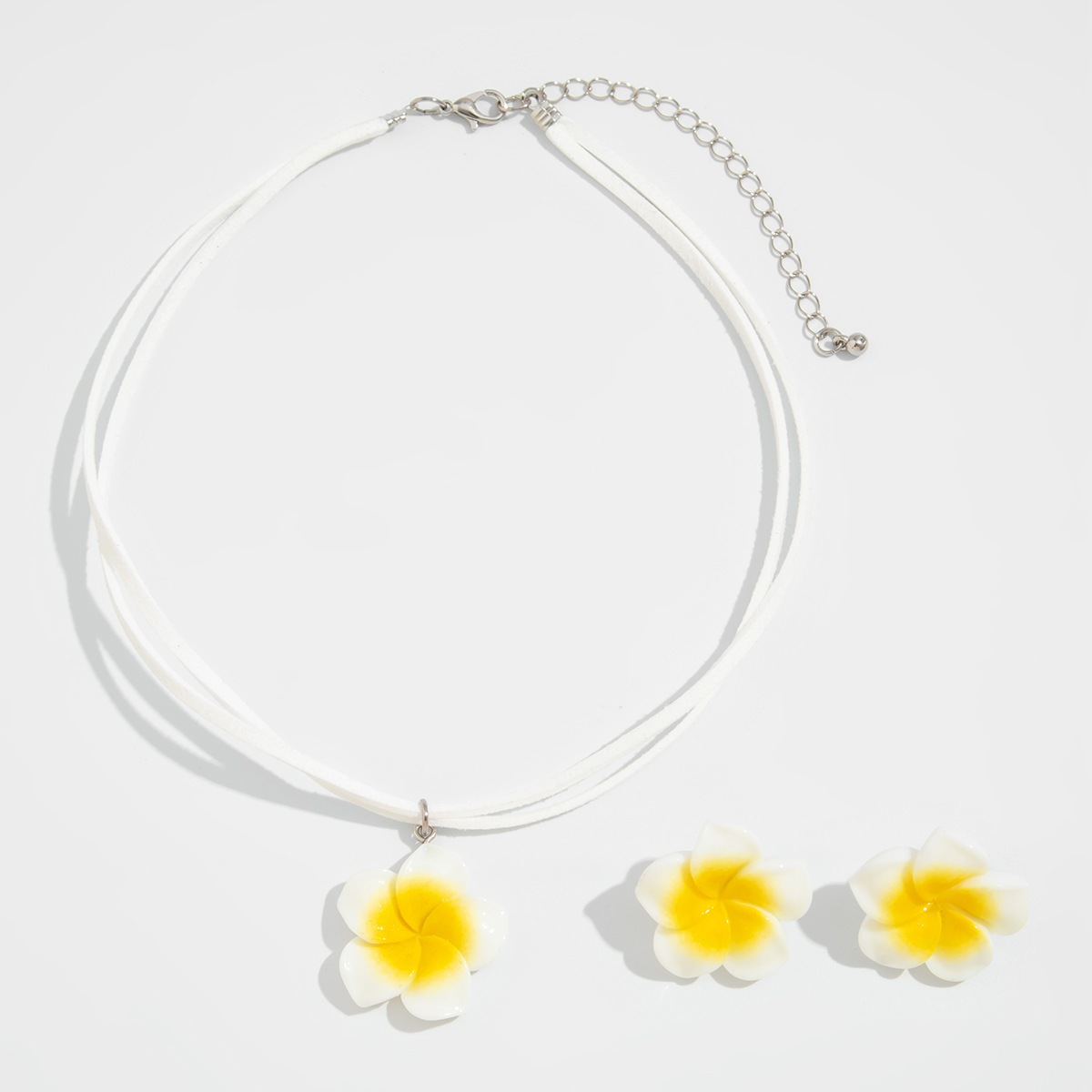 European and American cross-border jewelry dopamine frellia pendant necklace set sweet three-dimensional flower Korean velvet collarbone chain Item Picture
