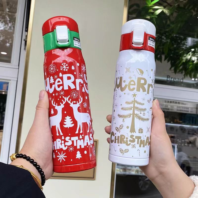 The 304 stainless steel portable insulated cup for Christmas is a creative gift and a business office water cup that can be printed with a LOGO Specification drawing