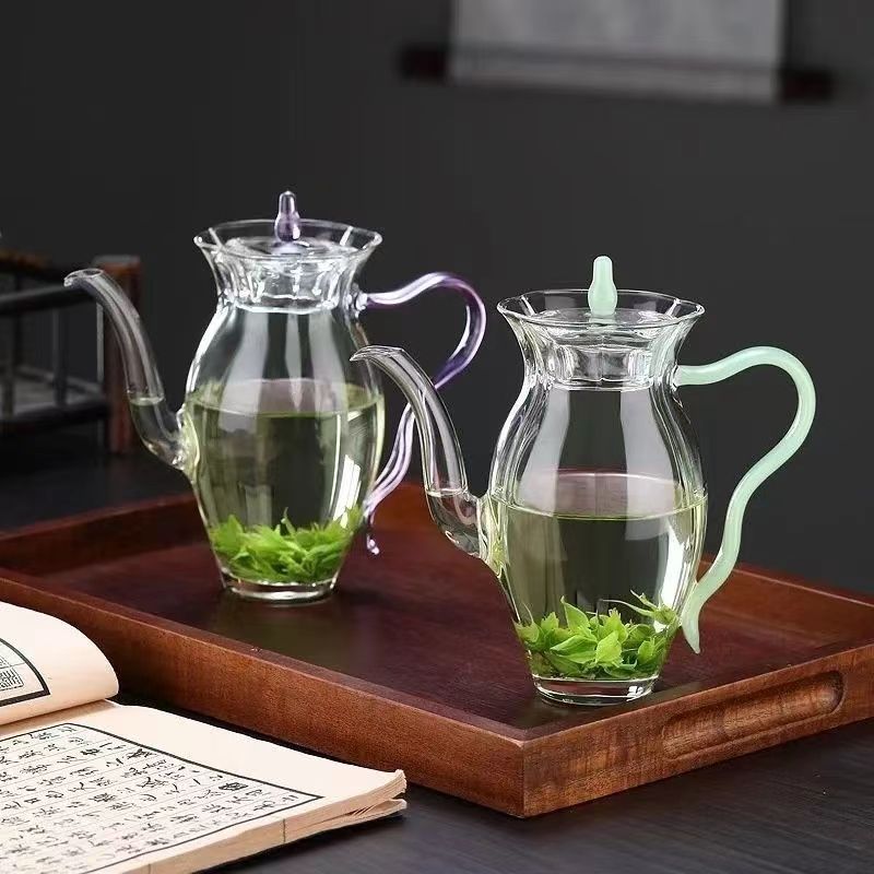 Handcrafted high-temperature resistant glass teapot, narcissus teapot, thick-bottomed household tea brewing teapot, winter tea brewing glass teapot full figure