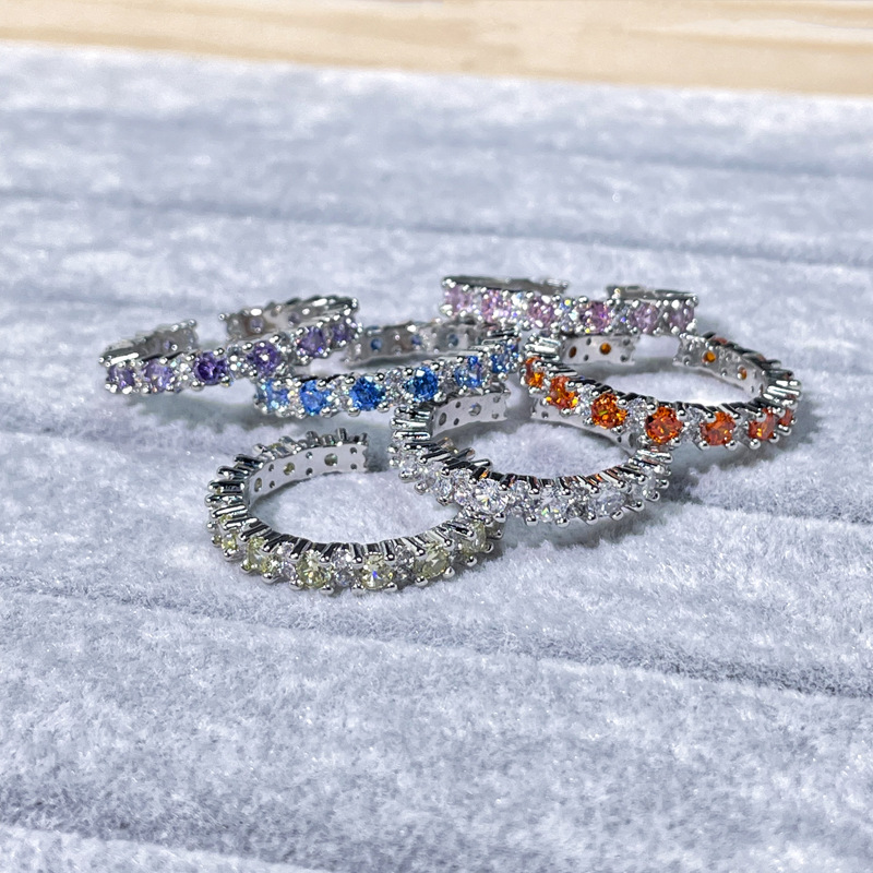 The new versatile, compact, fine-ring, slightly inlaid colored zircon open ring exudes a sense of high-end women's elegance and a light, luxurious, and cold style ring trend Specification drawing