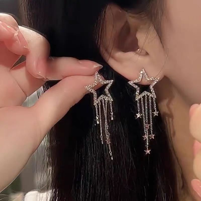 Star River in Dream Star Tassel earrings, light luxury style, niche design, high-end feel, new earrings for women full figure