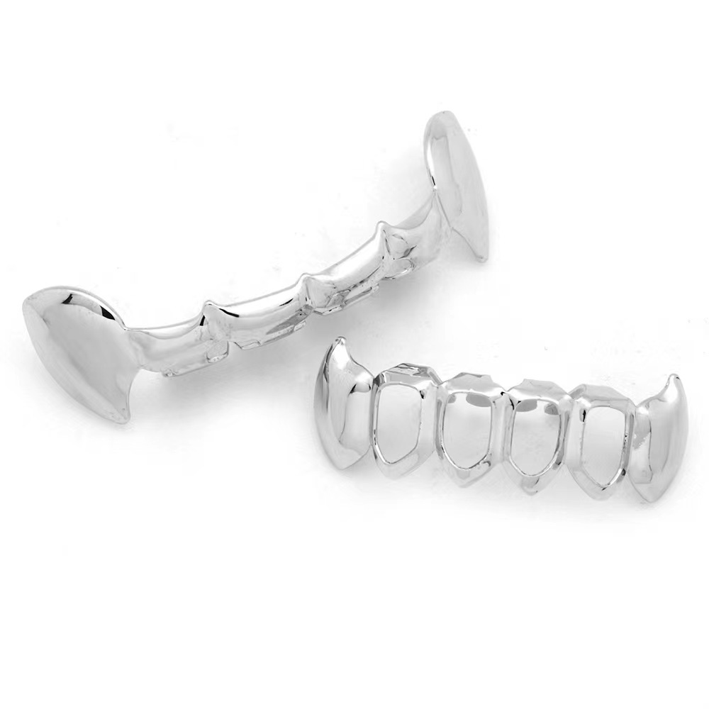 European and American hiphop glossy hollowed-out pointed braces, hip-hop braces, small tiger teeth set, vampire gold braces Item Picture