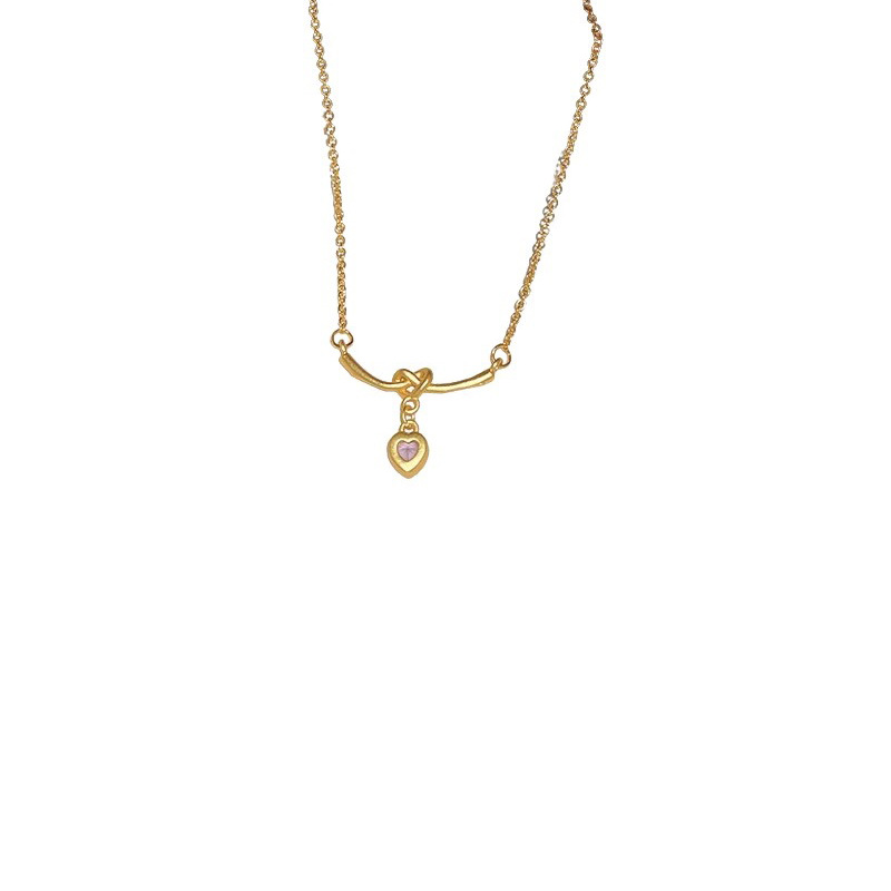 Dongdaemun simple heart-shaped knot necklace, fresh and versatile plain chain sweater, chain sense fashionable necklaces wholesale Item Picture