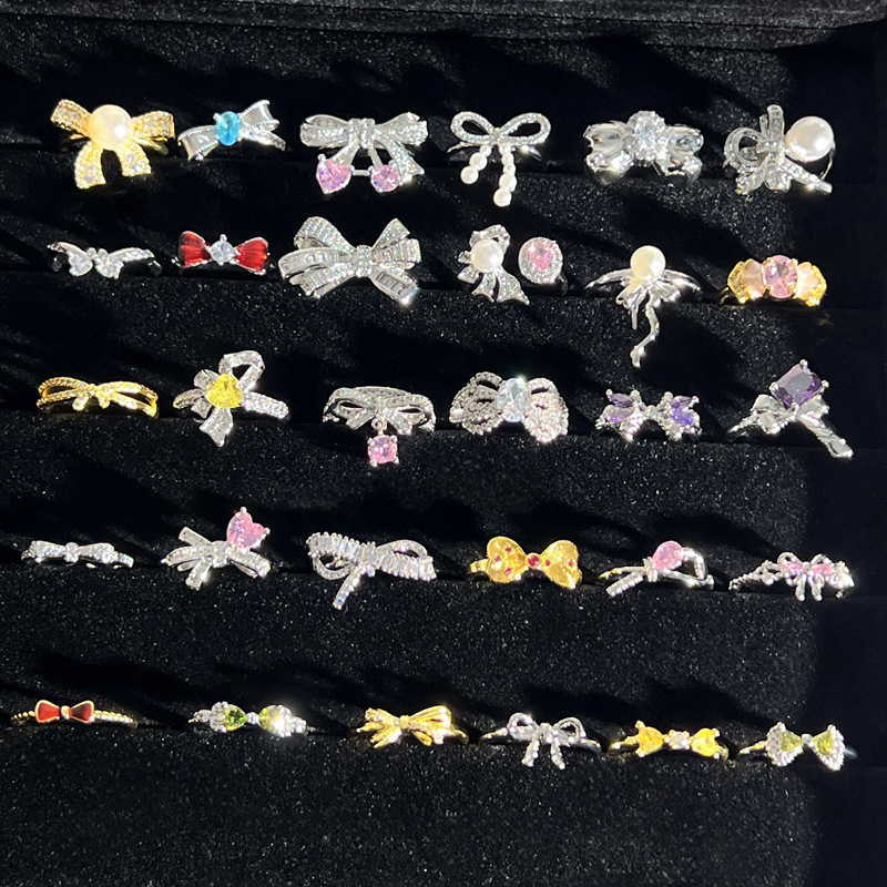 New autumn and winter bow collection ring for women, light luxury, sweet and simple ring, unique and elegant, exquisite accessory details Picture
