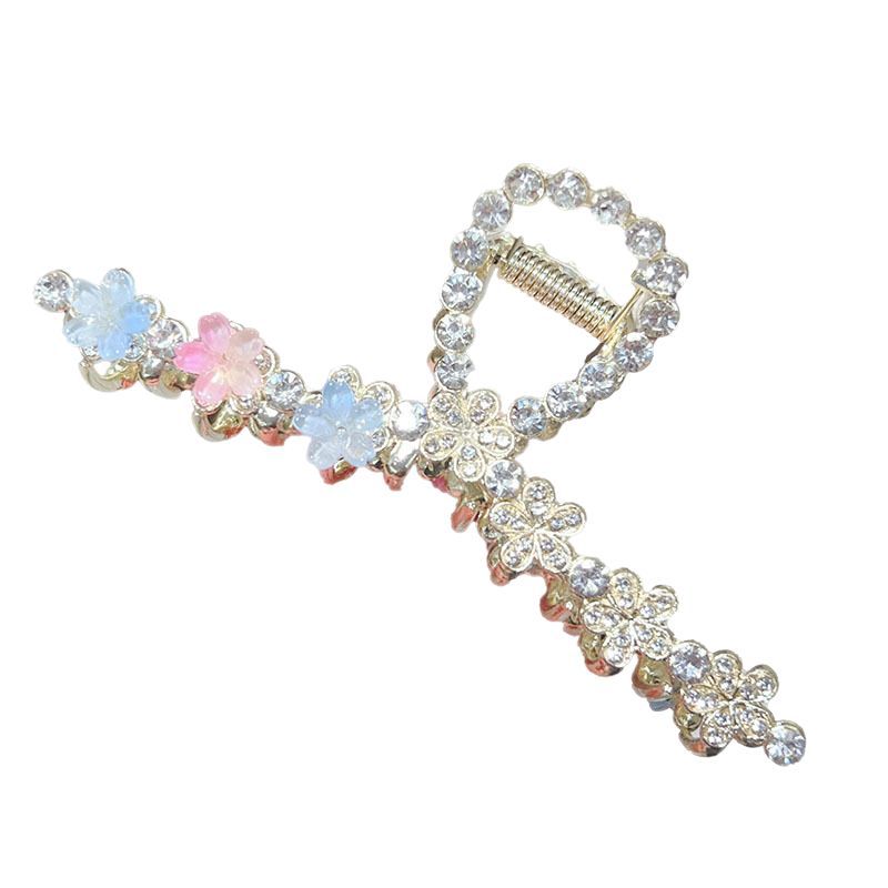 A new, elegant and sophisticated flower-shaped hairpin with a shark clip and a large female hairpin at the back of the head Item Picture