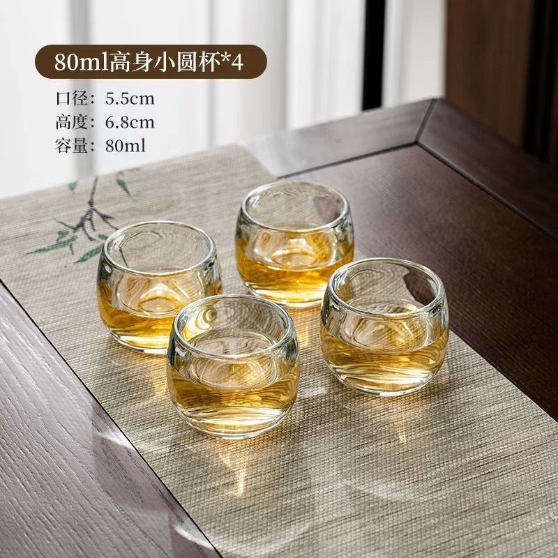 Lead-free glass tea cups, crystal master cups, finger guards, non-hot to the touch, thickened kung fu cups, household Chinese health wine cups Application Scenario