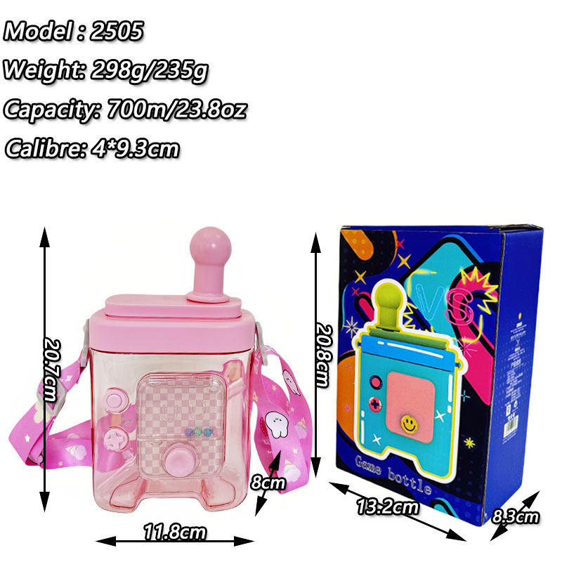 Summer cross-border e-commerce high appearance level creative fun game console plastic water cup straw Portable crossbody strap water bottle Application Scenario