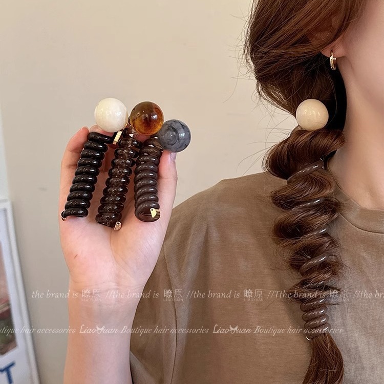 Retro and simple bubble braid hair tie for women, 2024 new high-end hair accessory, elegant ponytail braid, telephone line hair band details Picture