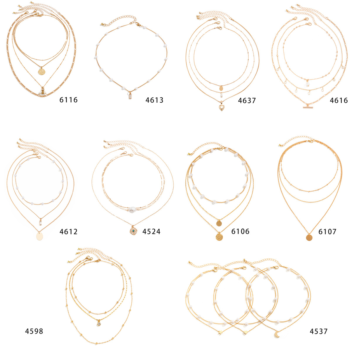 European and American cross-border versatile imitation pearl sweet cool necklace set simple rhinestone tassel vintage necklace accessory Item Picture