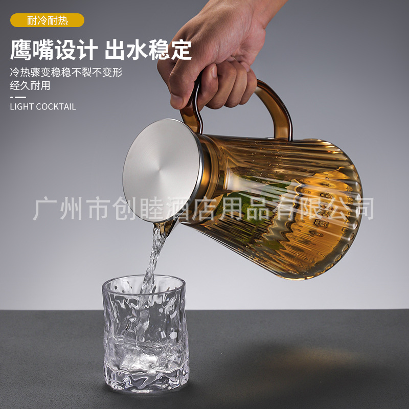 PC Hotel cold water bottle, plastic water bottle, large capacity, simple and simple tied pot, restaurant transparent juice pot, acrylic cold water bottle Application Scenario