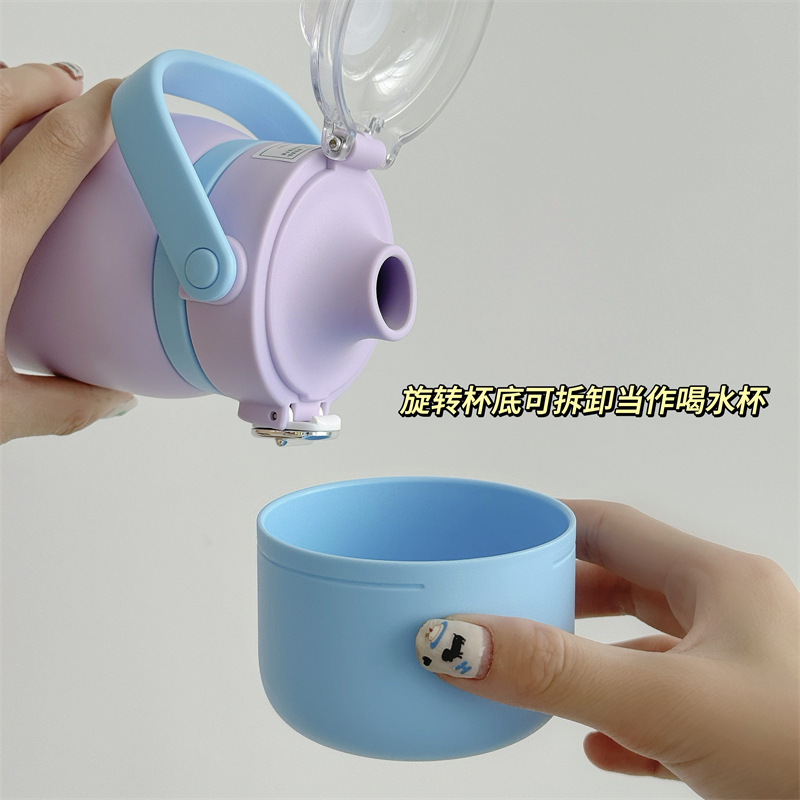 Portable hand-held bouncy insulated cup, stainless steel high appearance level, student couple insulated water cup, office straw water cup Application Scenario