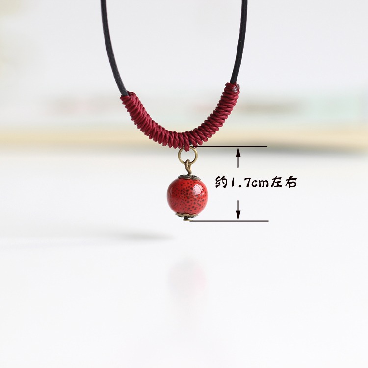 Ceramic jewelry, flower glaze single bead necklace, collarbone chain, ethnic style simple necklace, small accessories, 2023 new style ins details Picture