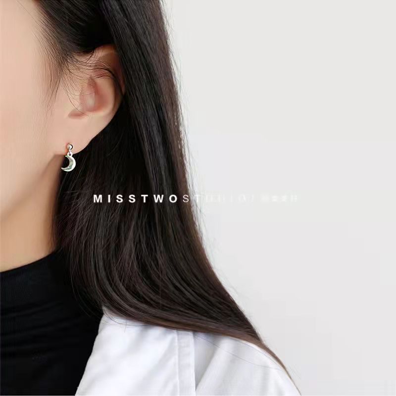 "Star Moon Silver Needle Earrings and Earrings 2025 New trendy autumn and winter style, popular Korean women's stud earrings and earrings. details Picture