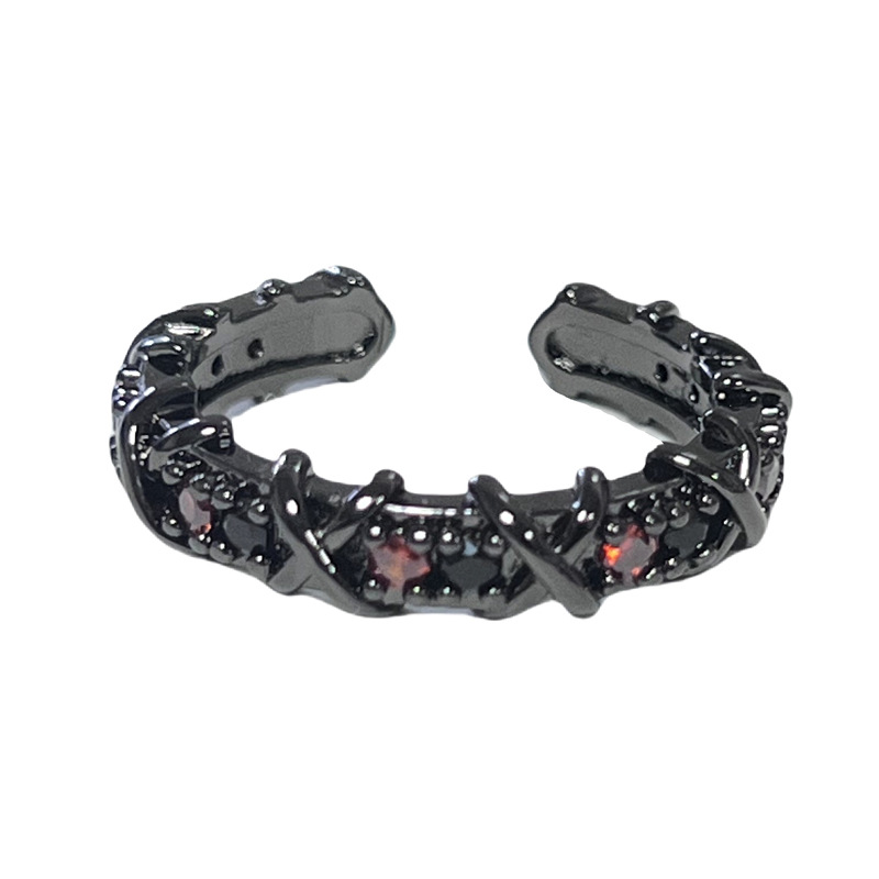 The trendy dark punk cross-colored diamond fashion open ring exudes a sense of sophistication and sophistication for women, and is a unique and niche index finger ring Item Picture